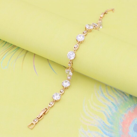 "Elegant Round Zircon Rose Gold Bracelet with Sparkling Finish, XPBL0921 - Picture 2 of 12